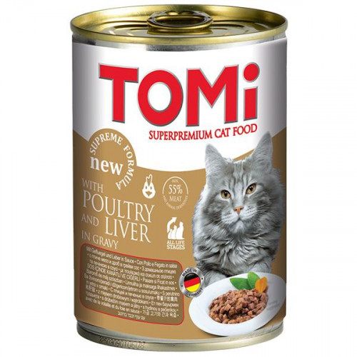Консервы Tomi poultry liver с птицей и печенью, для котов, 400 г