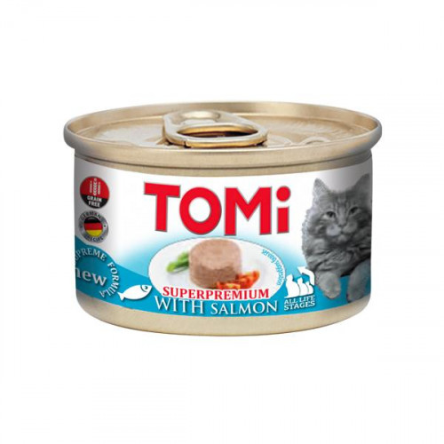 Консервы Tomi Salmon с лососем, для котов, мусс, 85 г