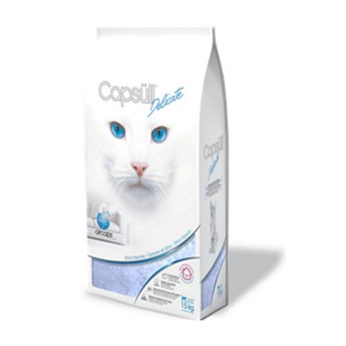 Наповнювач Capsull Delicate baby powder кварцовий, для котячого туалету, капсули 3 мм, 15 кг