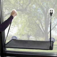 Спальне місце K&H Ez Mount Window Kitty Sill на вікно, для котів, сірий, 58.5×30.5 см Спальне місце K&H Ez Mount Window Kitty Sill на вікно, для котів, сірий, 58.5×30.5 см