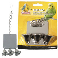 Игрушка Flamingo Mirror 3 Bells для попугаев, квадратное зеркало с тремя колокольчиками, 7х8 см Игрушка Flamingo Mirror 3 Bells для попугаев, квадратное зеркало с тремя колокольчиками, 7х8 см