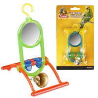 Іграшка Flamingo Mirror Bell для папуг, дзеркало з дзвіночком і жердинку, 12х7х16.5 см Іграшка Flamingo Mirror Bell для папуг, дзеркало з дзвіночком і жердинку, 12х7х16.5 см