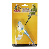 Іграшка Flamingo Parakeet On Ring для папуг, папужка на кільці з пластика, 14 см Іграшка Flamingo Parakeet On Ring для папуг, папужка на кільці з пластика, 14 см