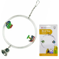 Игрушка Flamingo Cage Hanger Swing для птиц, круглые качели с колокольчиком, 11 см Игрушка Flamingo Cage Hanger Swing для птиц, круглые качели с колокольчиком, 11 см