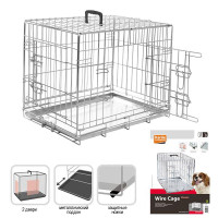 Клетка Flamingo Wire Cage для собак, двухдверная, с ручкой и выдвижным поддоном, 8.6 кг, 77х47х54 см Клетка Flamingo Wire Cage для собак, двухдверная, с ручкой и выдвижным поддоном, 8.6 кг, 77х47х54 см