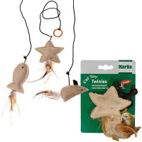 Игрушка Flamingo Twinies With Feather для кошек с кошачьей мятой, бежевый текстиль, 10 см Игрушка Flamingo Twinies With Feather для кошек с кошачьей мятой, бежевый текстиль, 10 см