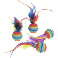 Набір іграшок Flamingo Rainbow Ball райдужний м'яч з пір'ям, для котів, 4 шт, 3 см Набір іграшок Flamingo Rainbow Ball райдужний м'яч з пір'ям, для котів, 4 шт, 3 см