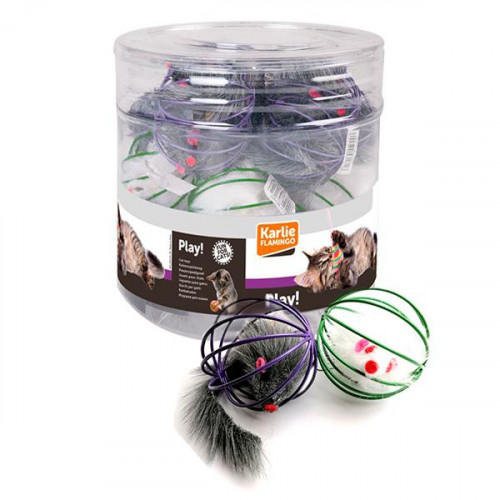 Игрушка Flamingo Wire Ball With Mouse для кошек, мышь в металлическом шаре, 6 см, 24 шт/уп, цена за 1 шт