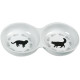 Миска Flamingo Cats Double подвійна для котів, з малюнком котів, кераміка, біла, 22×11×3.5 см