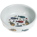 Миска Flamingo Color Fish для котів, кераміка, біла, розмір S, 11×4.5 см