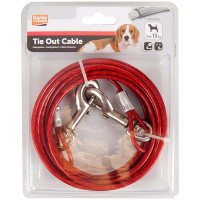 Поводок Flamingo Tie Out Cable для собак до 15 кг, металлический трос с карабинами, 5 м Поводок Flamingo Tie Out Cable для собак до 15 кг, металлический трос с карабинами, 5 м