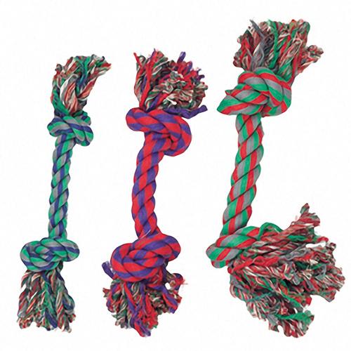 Игрушка Flamingo Cotton Knot Mini для собак веревочная кость, 2 узла, маленькая, 14 см, 3 шт