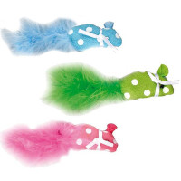 Игрушка Flamingo Polka Mouse для кошек, мышка с пером и кошачьей мятой, ткань, 11х1х2.5 см Игрушка Flamingo Polka Mouse для кошек, мышка с пером и кошачьей мятой, ткань, 11х1х2.5 см