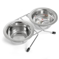Миска Flamingo Duo Dinner двойная на подставке для собак, нержавейка, 7-11 см