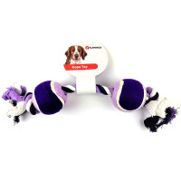 Іграшка Flamingo Cotton Rope Duotennis канат з двома м'ячами, для собак Іграшка Flamingo Cotton Rope Duotennis канат з двома м'ячами, для собак