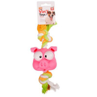 Іграшка Flamingo Animal Head + Rope для собак, голова з канатом, вініл, 32 см Іграшка Flamingo Animal Head + Rope для собак, голова з канатом, вініл, 32 см