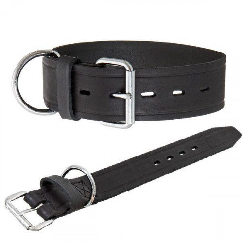 Нашийник Flamingo Rondo Collar для собак, натуральна шкіра, чорний, 5×55 см