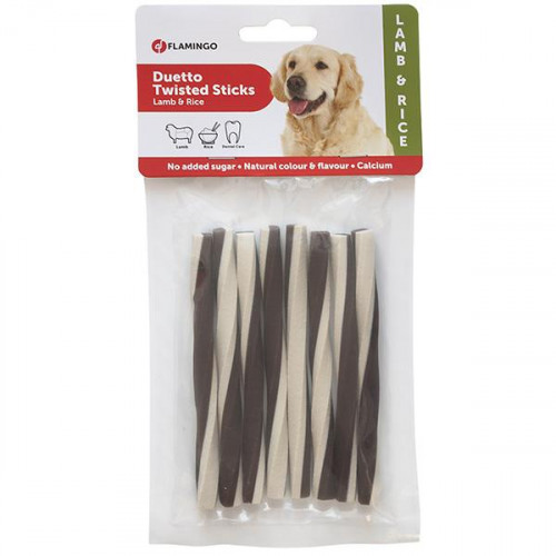 Ласощі Flamingo Duetto Twisted Sticks Lamb & Rice з ягням і рисом, для собак, 85 г