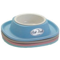 Миска пластиковая Georplast Soft Touch с мягким ковриком для кошек и собак, 20×20×3,5 см
