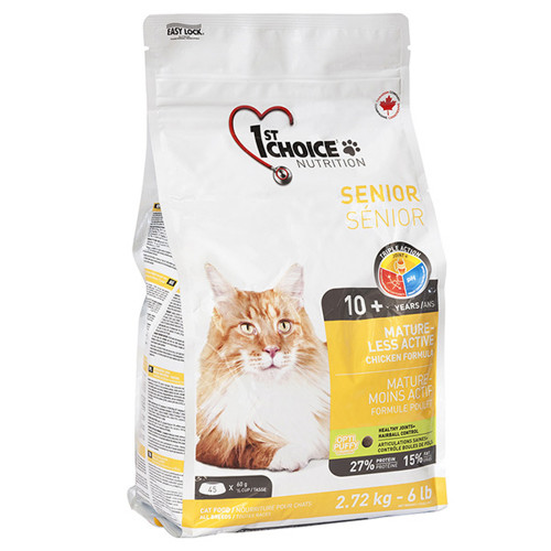 Сухой корм 1st Choice Senior Mature Less Aktiv для пожилых или малоактивных кошек от 10 лет, 5.44 кг