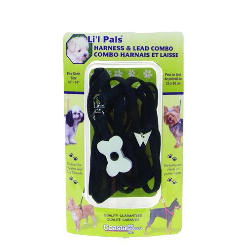 Нейлонова шлея Coastal Bone Combo для собак, чорна, 0.8×25-35 см