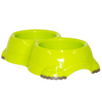 Двойная миска Moderna Смарти №1 для собак и кошек, ярко-зеленая, 2×650 мл, d-14 см Двойная миска Moderna Смарти №1 для собак и кошек, ярко-зеленая, 2×650 мл, d-14 см