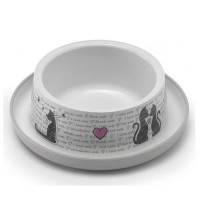 Миска Moderna Trendy Dinner №1 Cats in Love для кошек и собак, пластик, светло-серая, 350 мл, d-16 см Миска Moderna Trendy Dinner №1 Cats in Love для кошек и собак, пластик, светло-серая, 350 мл, d-16 см
