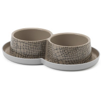 Подвійна миска Moderna Double Trendy Dinner WildLife для котів і собак, бежева, 2×350 мл, d-10 см Подвійна миска Moderna Double Trendy Dinner WildLife для котів і собак, бежева, 2×350 мл, d-10 см