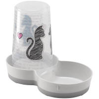 Автогодівниці-автопоїлка Moderna Tasty Cats in Love 2в1 для котів і собак, пластик, біла, 1.5 л Автогодівниці-автопоїлка Moderna Tasty Cats in Love 2в1 для котів і собак, пластик, біла, 1.5 л