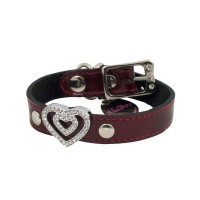 Нашийник Shiboo Double-Heart Два серця для собак, бордовий, 25 см/1.5 см Нашийник Shiboo Double-Heart Два серця для собак, бордовий, 25 см/1.5 см