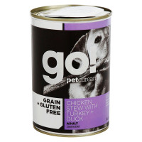 Консерви GO! Grain Free Chicken Stew with Turkey + Duck, беззерновий вологий корм, для собак, 400 г Консерви GO! Grain Free Chicken Stew with Turkey + Duck, беззерновий вологий корм, для собак, 400 г