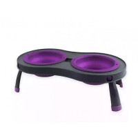 Миска Dexas Double Feeder на складной подставке, для собак и кошек, фиолетовая, 240 мл Миска Dexas Double Feeder на складной подставке, для собак и кошек, фиолетовая, 240 мл