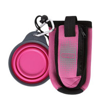 Миска с сумкой Dexas Travel Cup для воды и аксессуаров, розовая Миска с сумкой Dexas Travel Cup для воды и аксессуаров, розовая