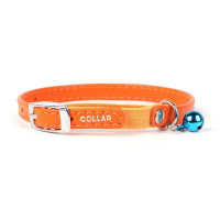 Нашийник Waudog Glamour без прикрас, з гумкою, для котів, ширина 22-30 см, 9 мм, помаранчевий Нашийник Waudog Glamour без прикрас, з гумкою, для котів, ширина 22-30 см, 9 мм, помаранчевий