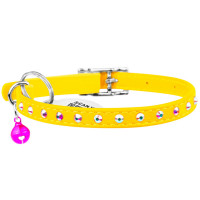 Ошейник Waudog Glamour с резинкой, клеевые стразы, для котов, ширина 9 мм, длина 22-30 см, желтый Ошейник Waudog Glamour с резинкой, клеевые стразы, для котов, ширина 9 мм, длина 22-30 см, желтый