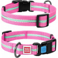 Нашийник Waudog Nylon Світлонакопичувальні, ширина 25 мм, довжина 31-49 см, рожевий