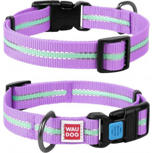 Ошейник Waudog Nylon светонакопительный, ширина 25 мм, длина 35-58 см, фиолетовый