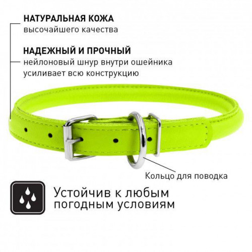 Нашийник Waudog Glamour круглий, діаметр 8 мм, довжина 20-25 см, салатовий