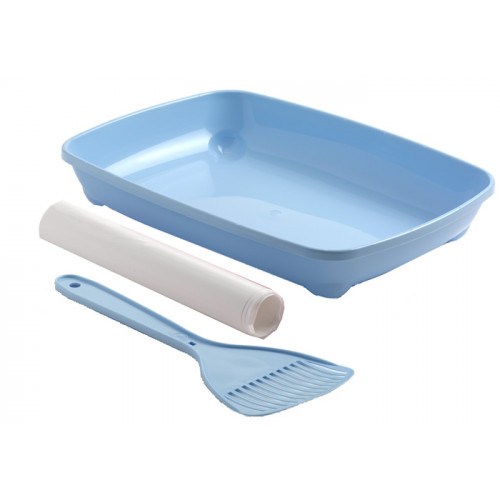 Туалет Moderna Arist-O-Tray для котят с лопаткой и пакетами, голубой, 27,9 х 35 х 6,2 см