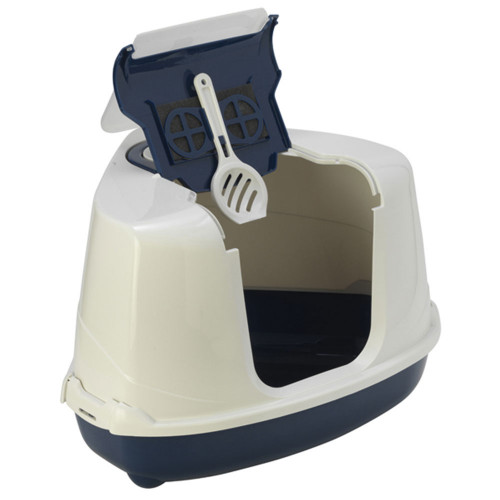 Закритий туалет Moderna Flip Cat для кішок, кутовий, чорничний, 56 х 45 х 39 см