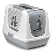Туалет Moderna Trendy Cat Cats in Love для котів, c фільтром і совком, світло-сірий, 57,4 х 44,8 х 42,7 см Туалет Moderna Trendy Cat Cats in Love для котів, c фільтром і совком, світло-сірий, 57,4 х 44,8 х 42,7 см