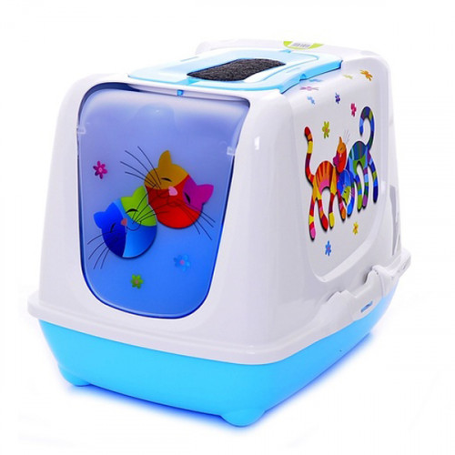 Туалет Moderna Trendy Cat Friends Forever для котів c фільтром і совком, блакитний, 50 х 39 х 37 см