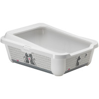 Открытый туалет Moderna Hercules Cats in Love для кошек c бортиком, белый, 51 х 39 х 19 см