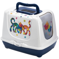 Туалет Moderna Trendy Cat Friends Forever для кошек c фильтром и совком, черничный, 50 х 39 х 37 см Туалет Moderna Trendy Cat Friends Forever для кошек c фильтром и совком, черничный, 50 х 39 х 37 см