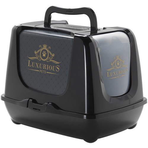 Туалет Moderna Trendy Cat Luxurious Pets для кошек c фильтром и совком, черный, 57,4 х 44,8 х 42,7 см