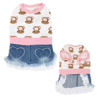 Платье Monkey Daze Logo Dress с джинсовой юбкой для собак, размер XS, разноцветное Платье Monkey Daze Logo Dress с джинсовой юбкой для собак, размер XS, разноцветное