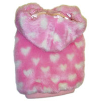 Шубка Monkey Daze Pink Heart Faux Fur с капюшоном, для собак, размер XS, розовая Шубка Monkey Daze Pink Heart Faux Fur с капюшоном, для собак, размер XS, розовая
