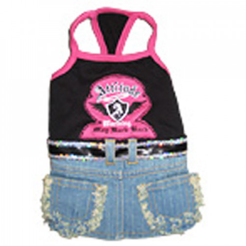 Футболка Monkey Daze Attitude Dress Denim для собак, розмір XS, різнокольоровий