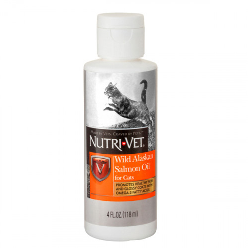 Витаминная добавка масло дикого лосося Nutri-Vet Salmon Oil для шерсти кошек, 118 мл