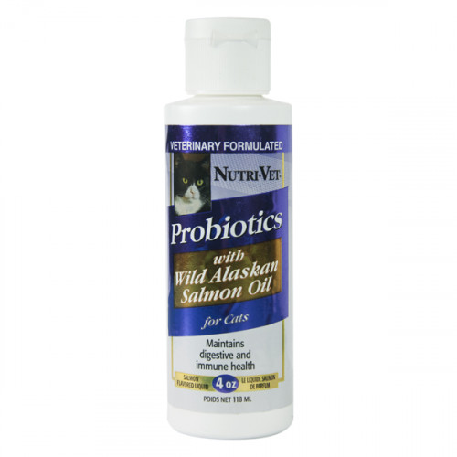 Витаминная добавка Пробиотики с маслом лосося Nutri-Vet Probiotics Salmon Oil для кошек, 118 мл